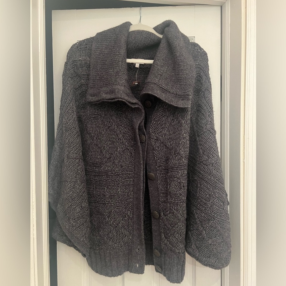 NEW La Rok Charcoal Cocoon Button Sweater